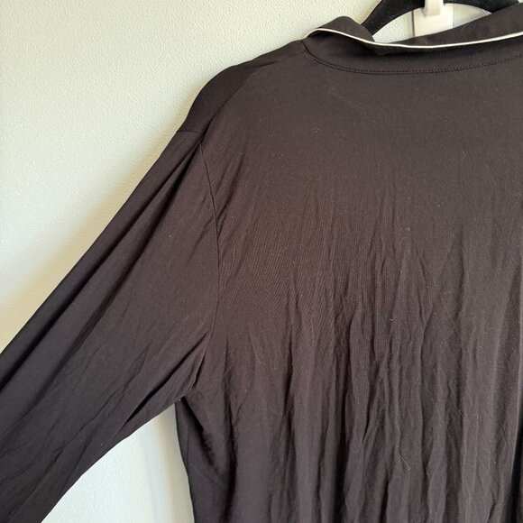 GapBody Women Model Pajama Shirt Dress Sz Large Black Button Front Soft Flowy - Picture 7 of 9